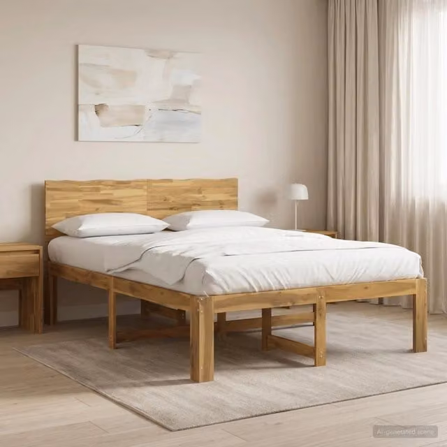 Letto matrimoniale moderno vidaXL in legno di acacia bianco L/P/H: 160 x 200 x 164 cm