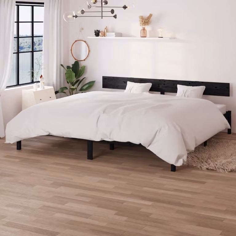 The Living Store Letto in legno massiccio di pino nero 180x200 cm