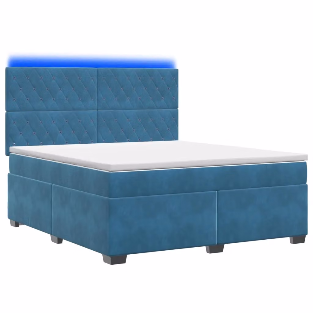 Letto box spring ibrido vidaXL in velluto blu con materasso a molle insacchettate e base contenitore, L/P: 180 x 200 cm – 2