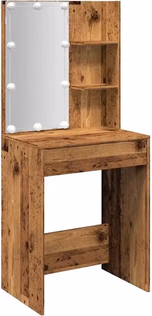 Toeletta Hollywood LED in legno antico marrone L: 60 cm, P: 40 cm, H: 140 cm