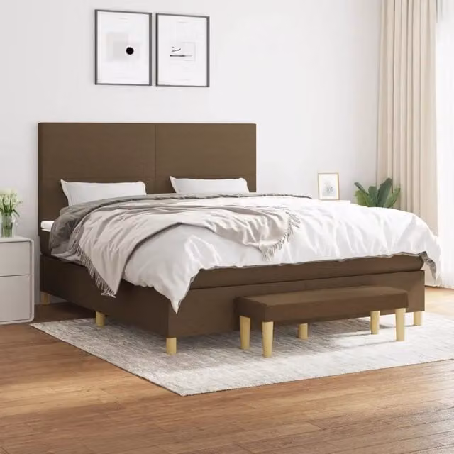 Letto Ibrido con Giroletto a Molle e Materasso vidaXL Marrone e Bianco L/P/H: 160 x 200 x 128 cm – 1