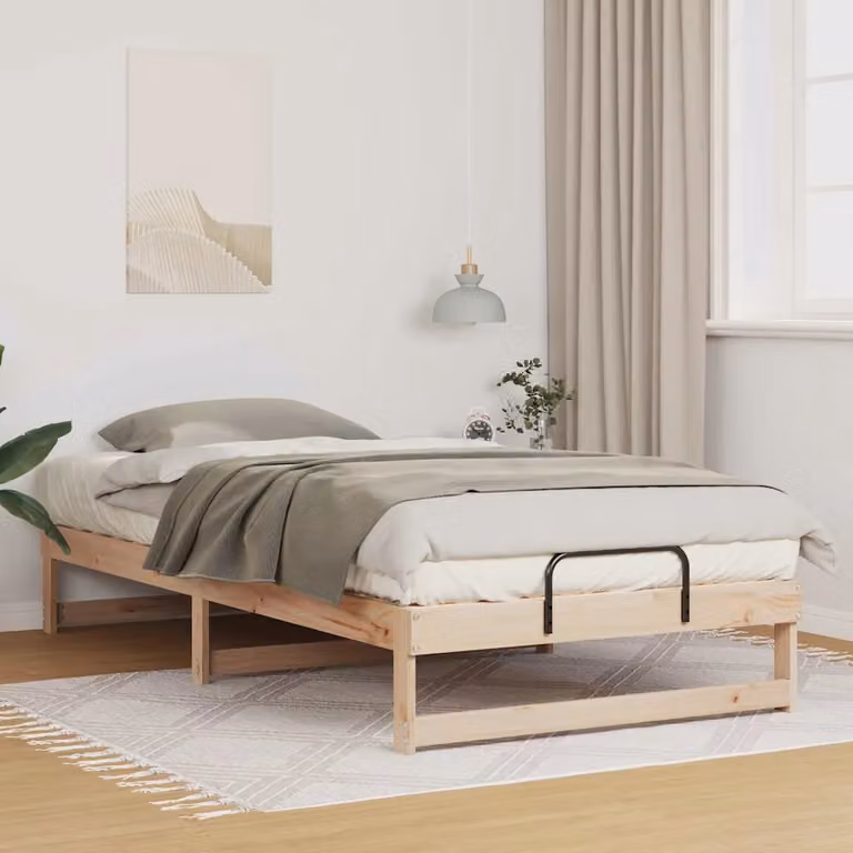 Struttura del letto moderna vidaXL in pino massello marrone L 100 cm x P 210 cm
