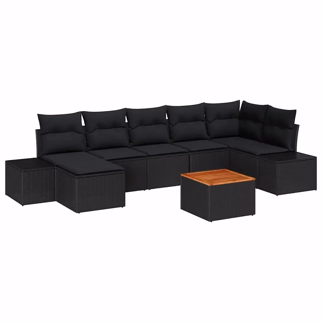 Set Divano da Giardino Moderno vidaXL 8 Pezzi Nero con Cuscini e Tavolino in Acciaio Verniciato a Polvere – 2