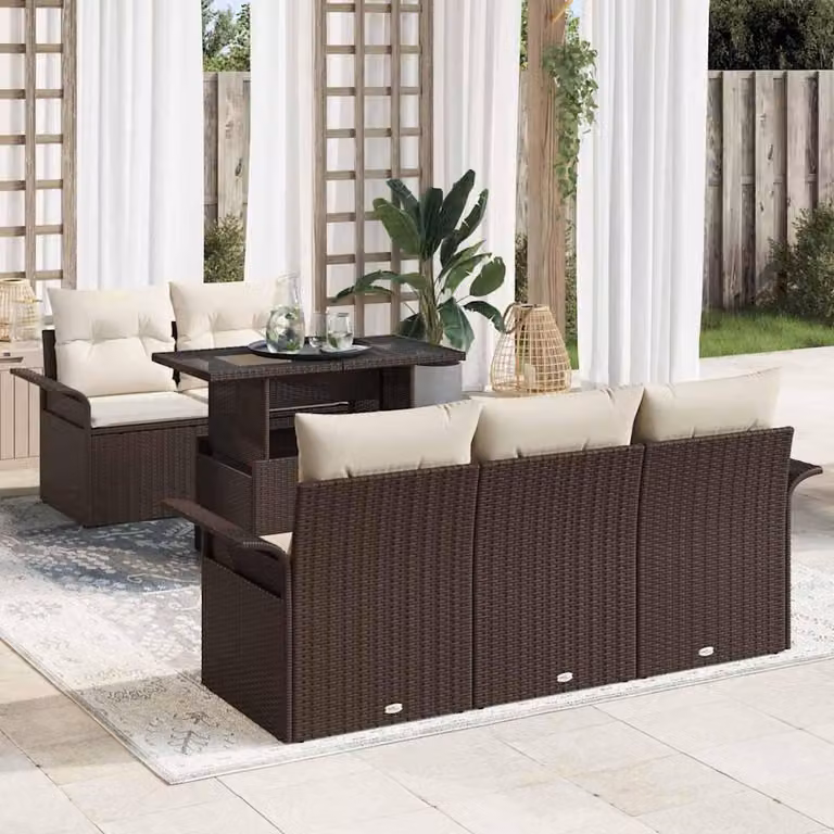 Maison Exclusive - Set da giardino composto da 6 pezzi. Colore: marrone. Materiale: rattan sintetico (poly rattan)
