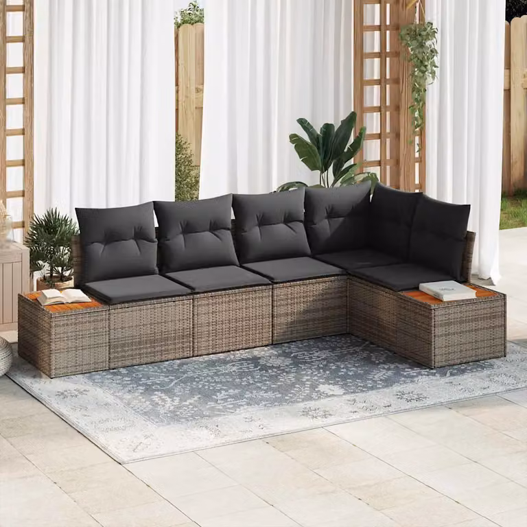 Set Divano da Giardino vidaXL a Forma di L con Cuscini Grigio