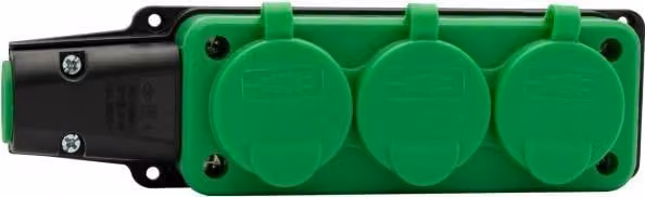 Presa multipla in gomma, presa multipla 3x230 V 16 A IP54 verde