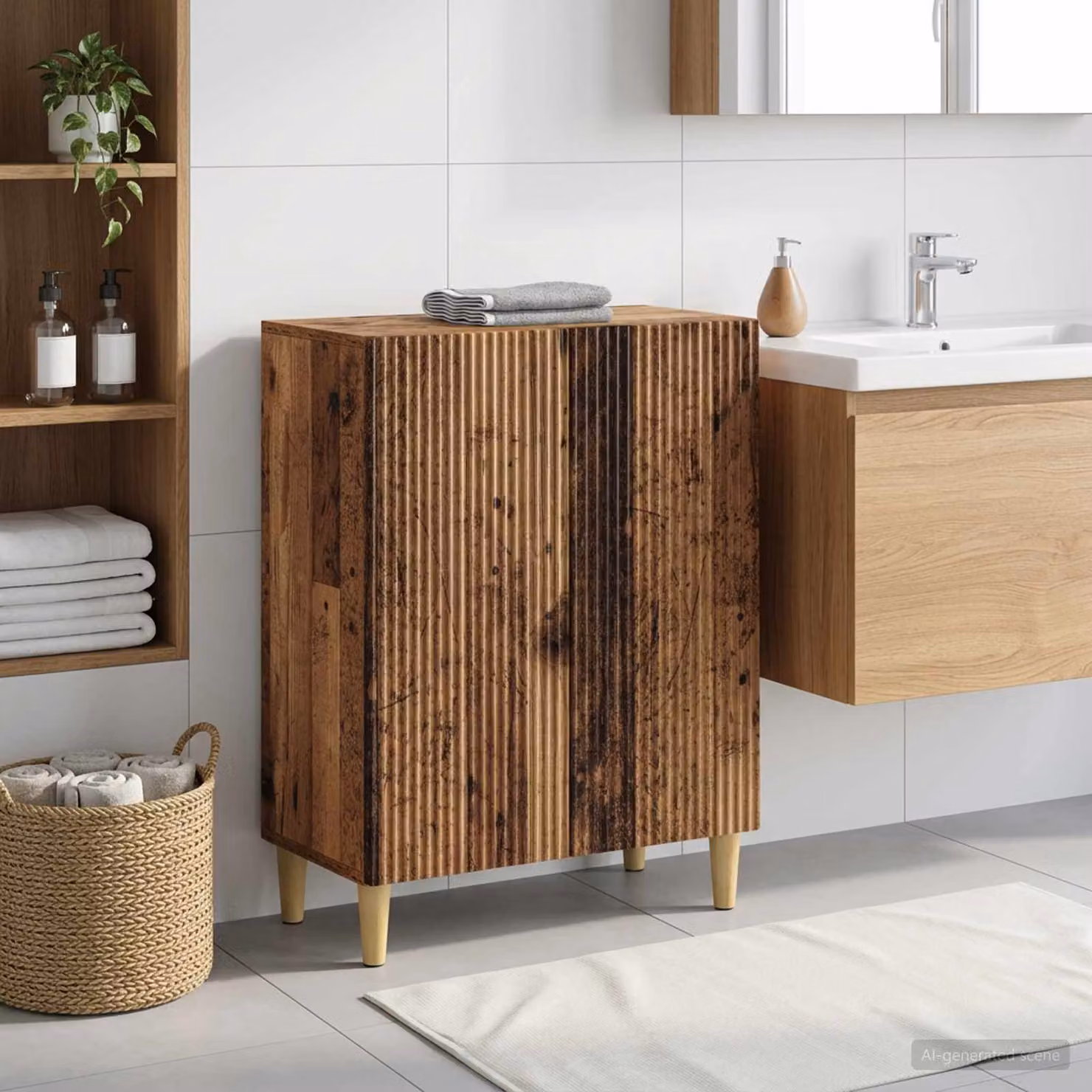 Mobiletto da bagno vidaXL ARNHEM in legno marrone con ante a battente L/P/H: 59,5 x 31 x 80 cm
