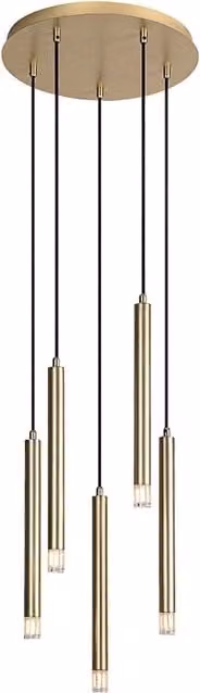 Lampadario a sospensione moderno Ramira Rabalux in oro e trasparente, diametro: 36 cm, 5xG9