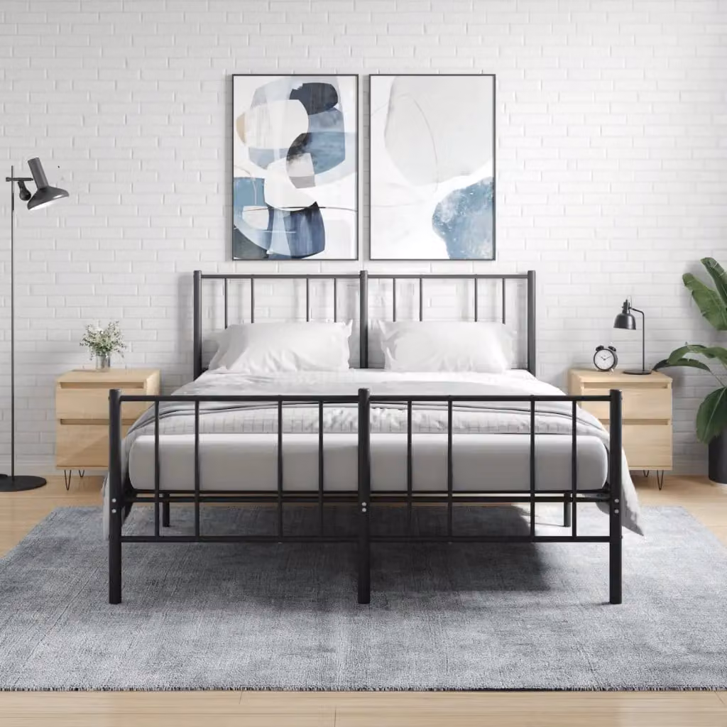 Set di 2 comodini vidaXL in legno multistrato Rovere Sonoma, colore marrone e beige, L 40 cm x P 35 cm x H 50 cm