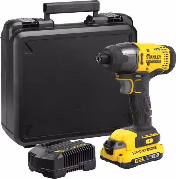 Avvitatore a impatto a batteria STANLEY FATMAX V20, 18 V, brushless, 165 Nm, batteria da 2 Ah + caricabatteria da 2 A