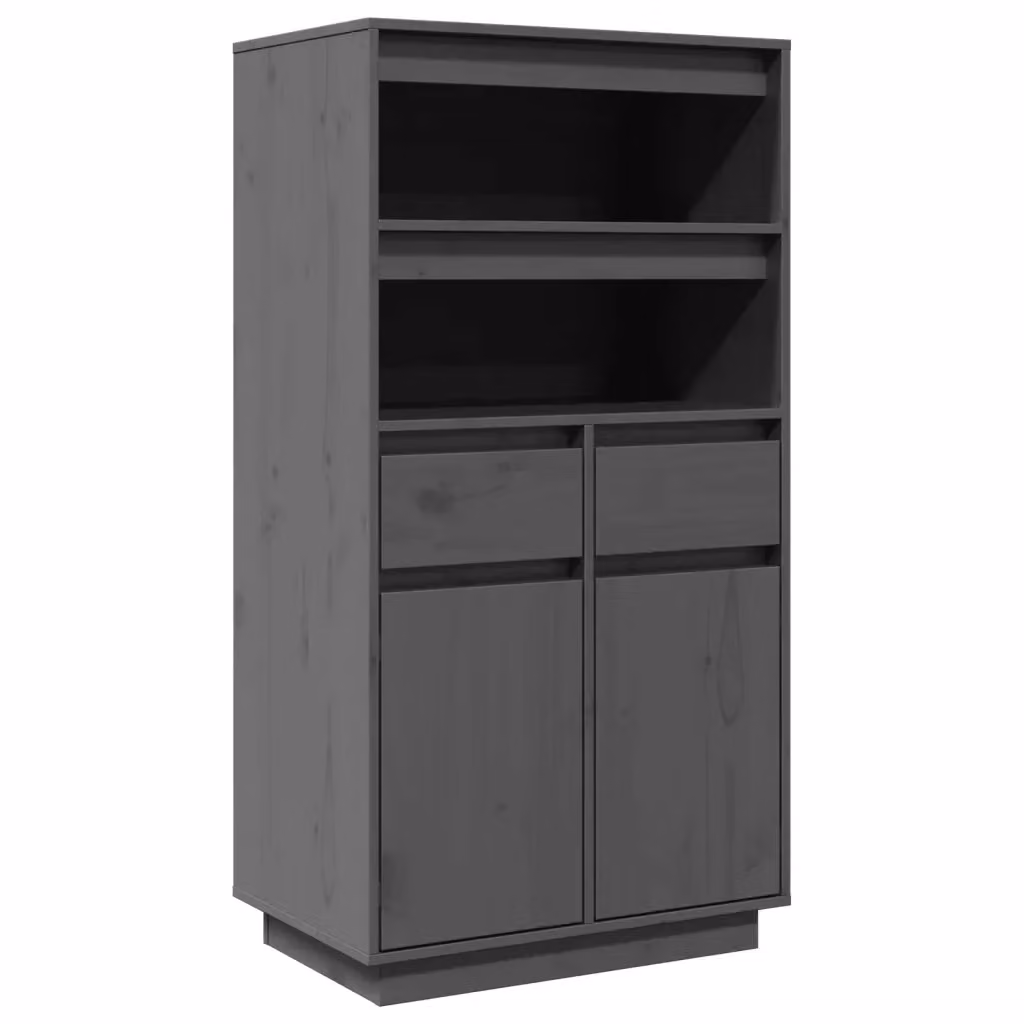 Credenza in legno massello di pino grigia vidaXL L: 60 cm, P: 40 cm, H: 116,5 cm – 2