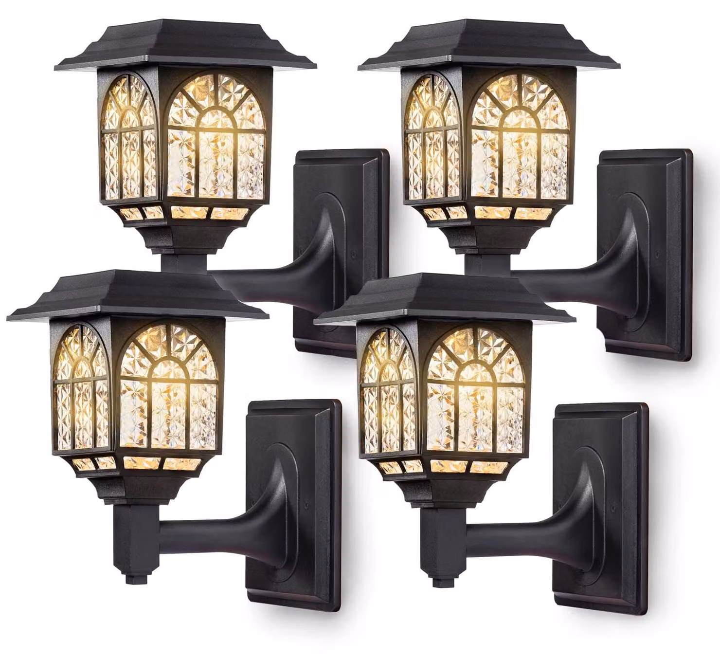 Lampade solari a LED, luce bianca calda, confezione da 4, impermeabili