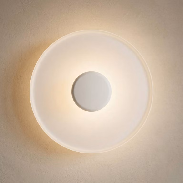 Vibia Applique da parete di design Top, dimmerabile, Bianco / Opale, Soggiorno / Sala da pranzo, Metallo, Moderno, Applique