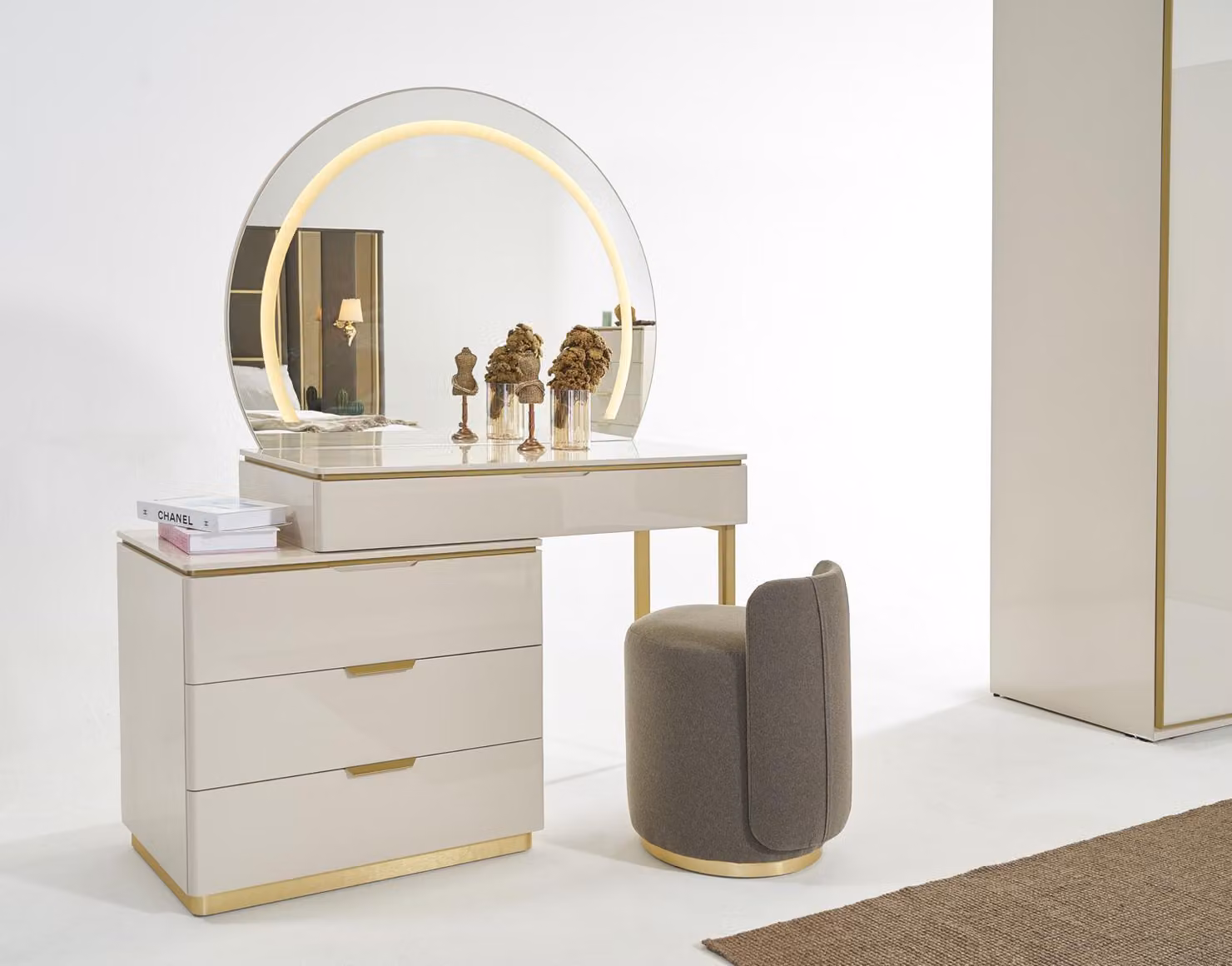 Schminktisch Set Konsole Spiegel Schlafzimmer Möbel Design Hocker Set