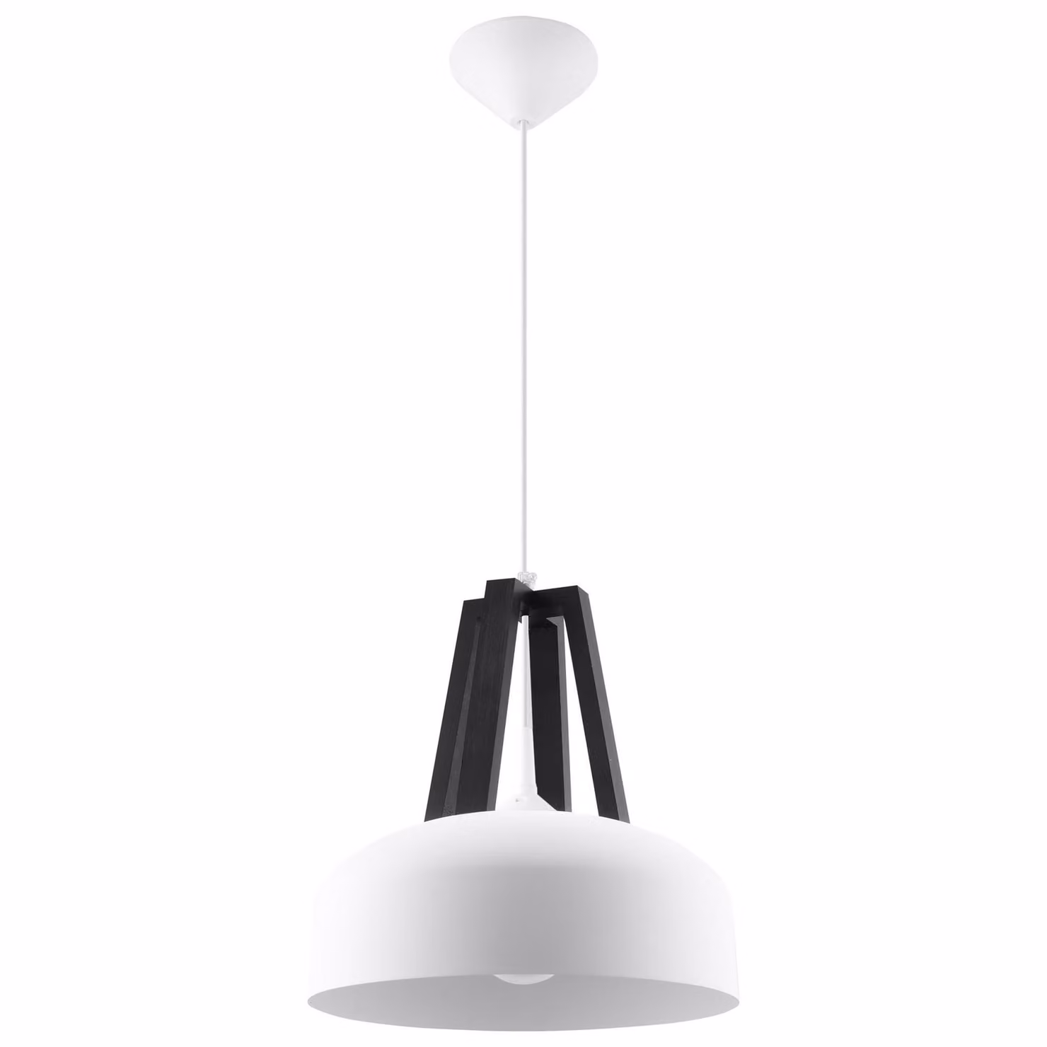 Lampada a sospensione CASCO bianco/nero 1xE27 15W acciaio/legno 85x30x30cm Sollux Lighting