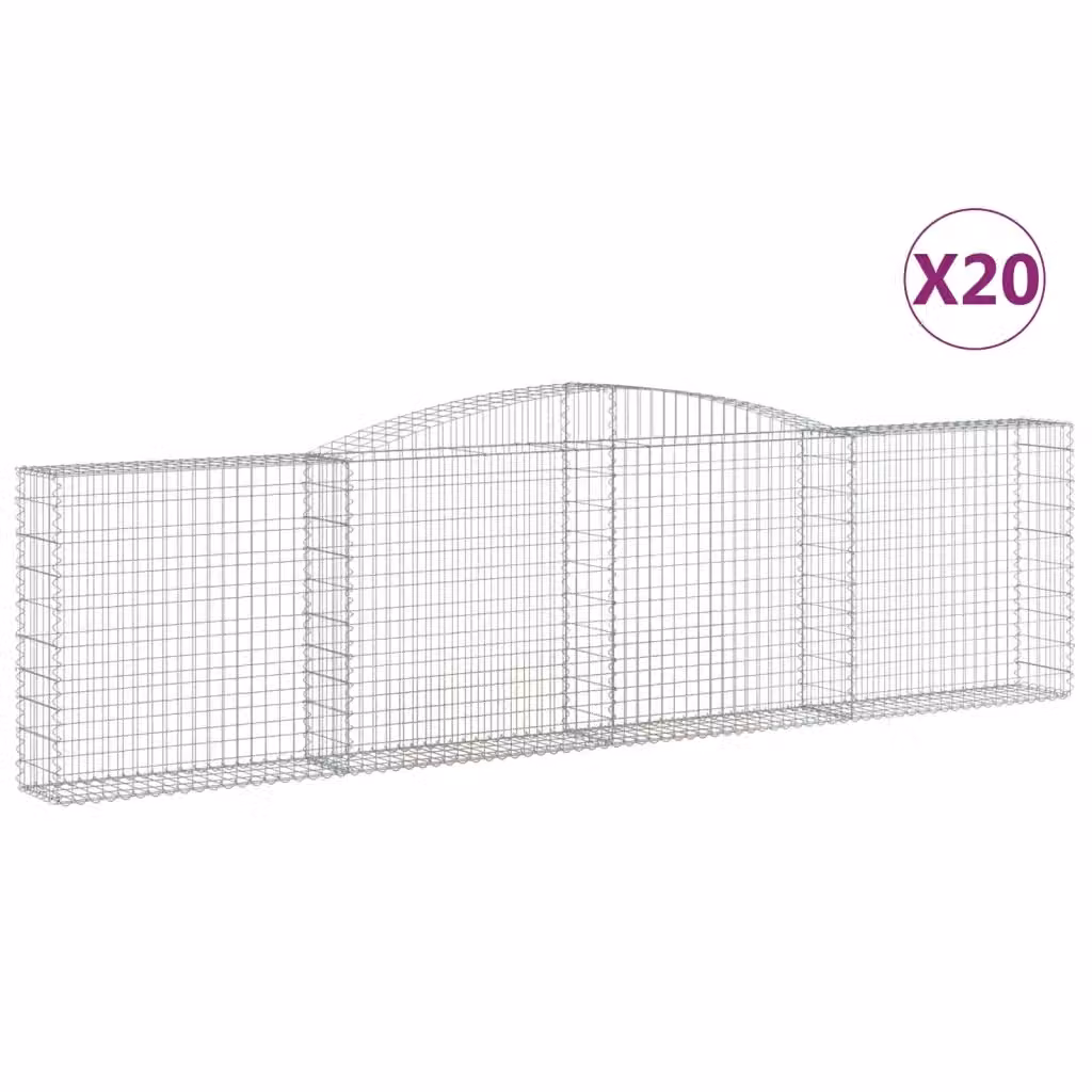 Set di 20 Cesti Gabbioni ad Arco vidaXL in Acciaio Zincato Argento L: 400 cm, P: 30 cm, H: 100-120 cm – 2