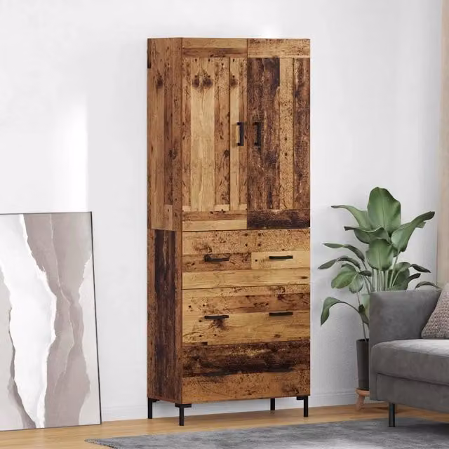 Set di 2 credenze moderne vidaXL in legno e metallo marrone L/P/H: 69,5 x 34 x 180 cm – 1