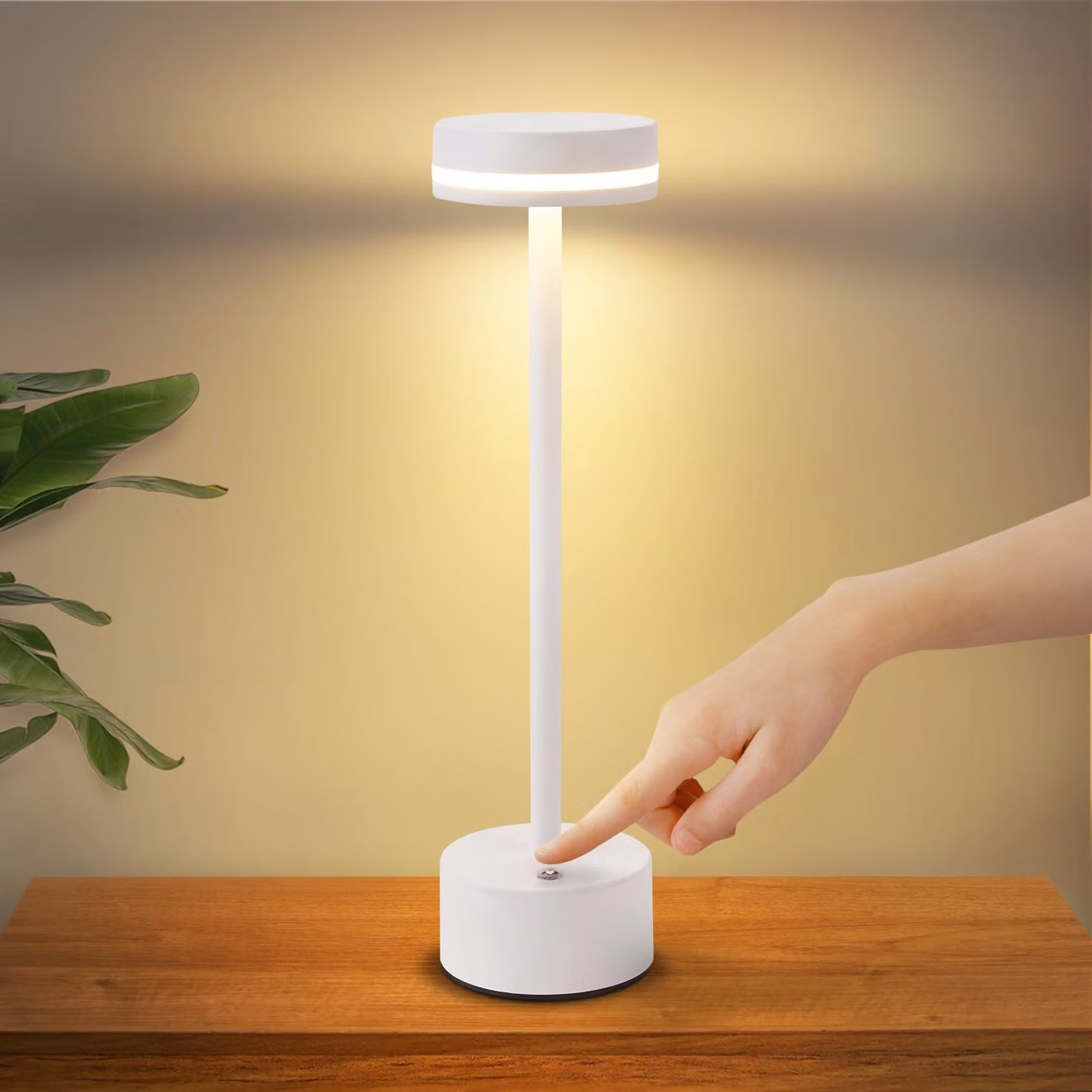 ZMH Lampada da tavolo a batteria LED Lampada da tavolo ricaricabile da comodino Dimmerabile con USB-C Batteria ricaricabile Lampada da tavolo bianca Lampade da tavolo per camera da letto Sala da pranzo Ufficio