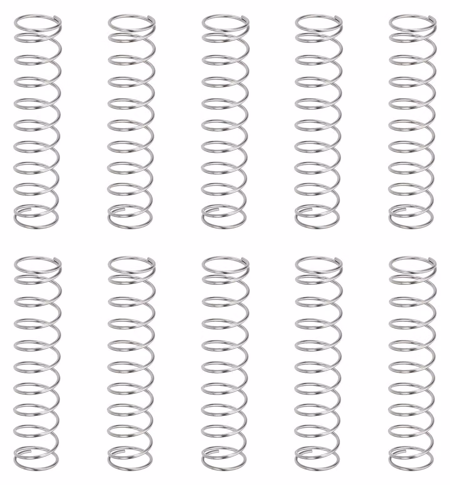 Confezione da 10 molle a compressione, dimensioni 0,8 mm x 11 mm x 50 mm, acciaio inossidabile 304