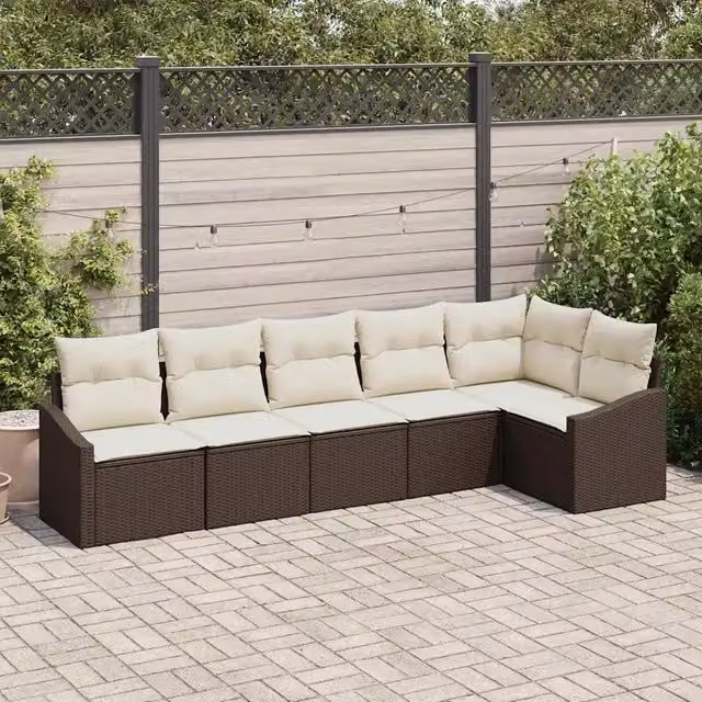 Set di divani 6 pz Marrone polyrattan 3346738