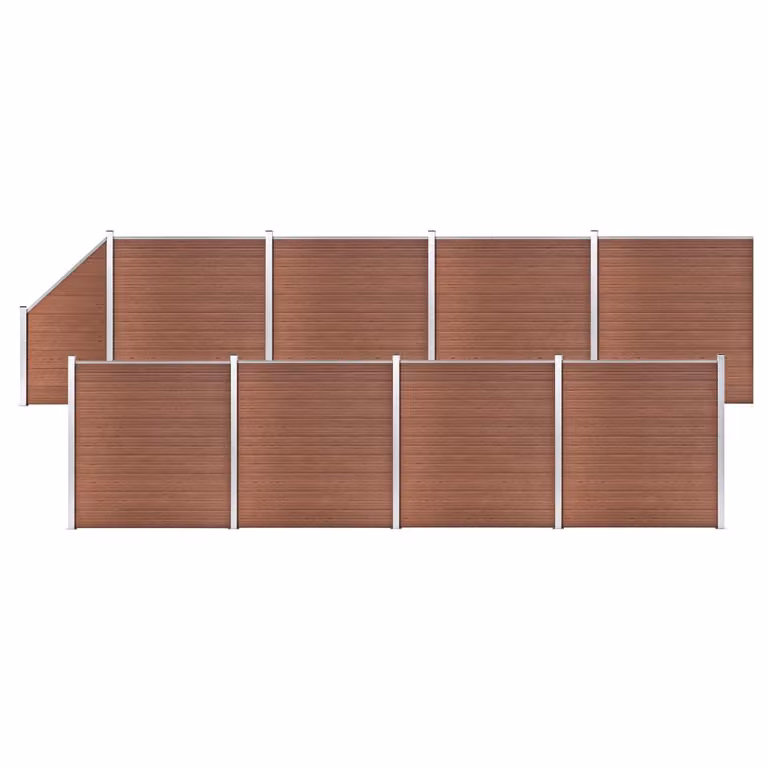 Maison Exclusive - Set recinzione in WPC: 8 pannelli quadrati + 1 pannello obliquo, 1484 x 186 cm, marrone