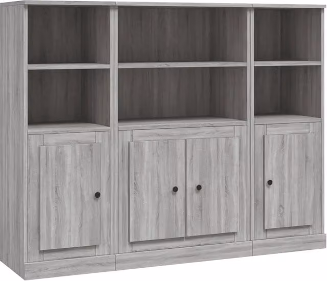 Credenze 3 pz | Madia | Buffet da pranzo | Armadio da pranzo Grigio Sonoma in Legno Multistrato