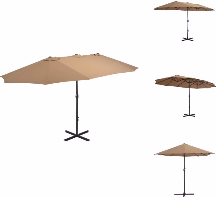 vidaXL Ombrellone con palo in alluminio 460x270 cm Taupe - Ombrelloni e tende da sole