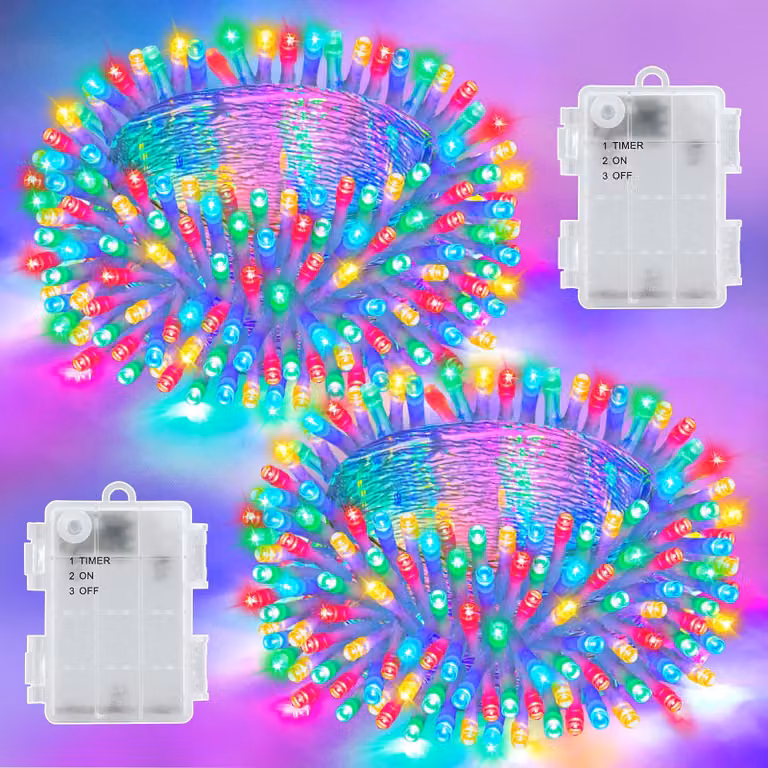 Catena luminosa LED 3M, 30 LED, multicolore, alimentata a batteria, grado di protezione IP65, confezione da 2 pezzi