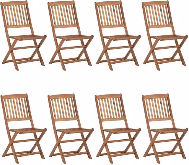 Sedie Pieghevoli 8 pz con Cuscini Massello Acacia 3075024