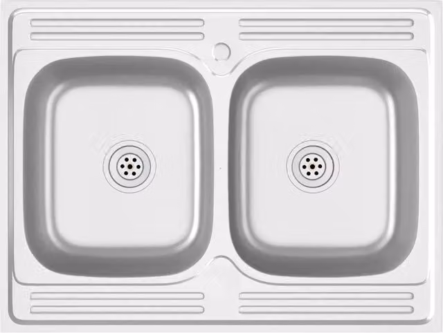 Lavello da cucina a doppia vasca DESIGN IN in acciaio inox argento L: 80 cm, P: 60 cm, H: 15,5 cm CFW4053964