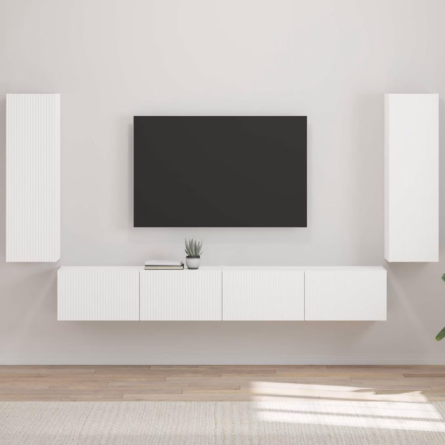vidaXL Set di 4 Mobiletti da TV Moderni in MDF Bianco Lucido per il tuo Soggiorno