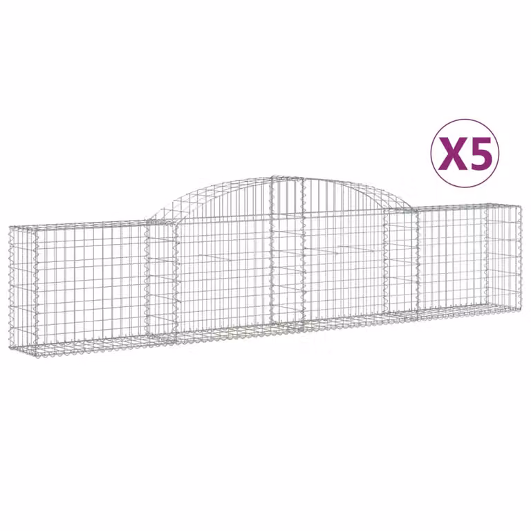 Cesti Gabbioni ad Arco 5 pz 300x30x60/80 cm Ferro Zincato