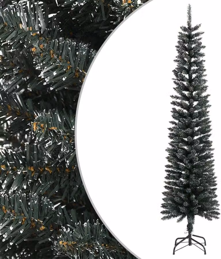 The Living Store Albero di Natale artificiale con supporto Slim Green 240 cm PVC