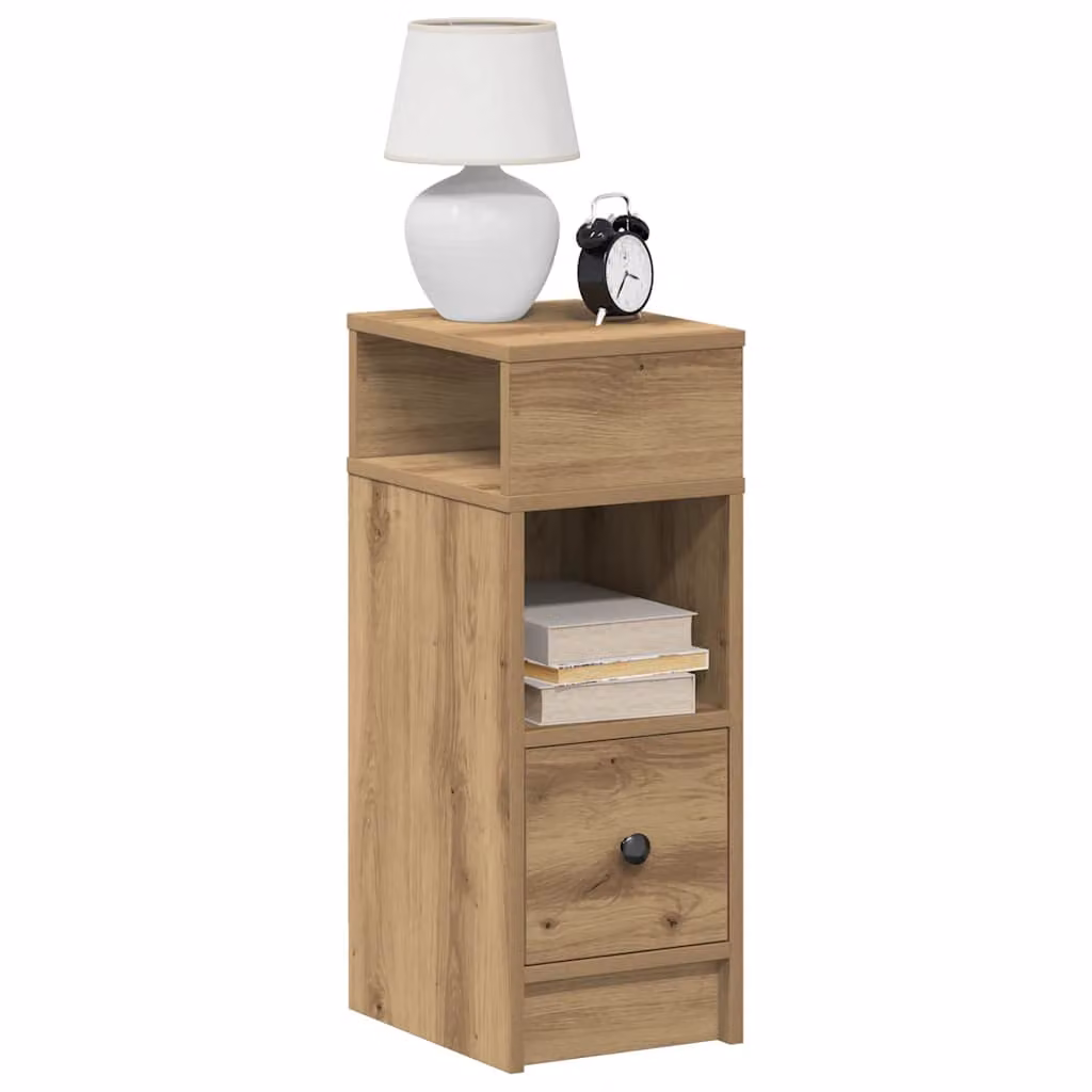 Comodino con Cassetto vidaXL in Rovere Artigianale Marrone L: 25 cm, P: 31 cm, H: 66 cm