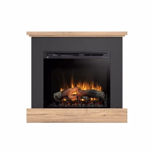 Caminetto Elettrico a Libera Installazione LED YUKON OUTINFIRE Nero e Rovere Chiaro L: 105 cm, H: 95 cm, P: 29 cm – 2