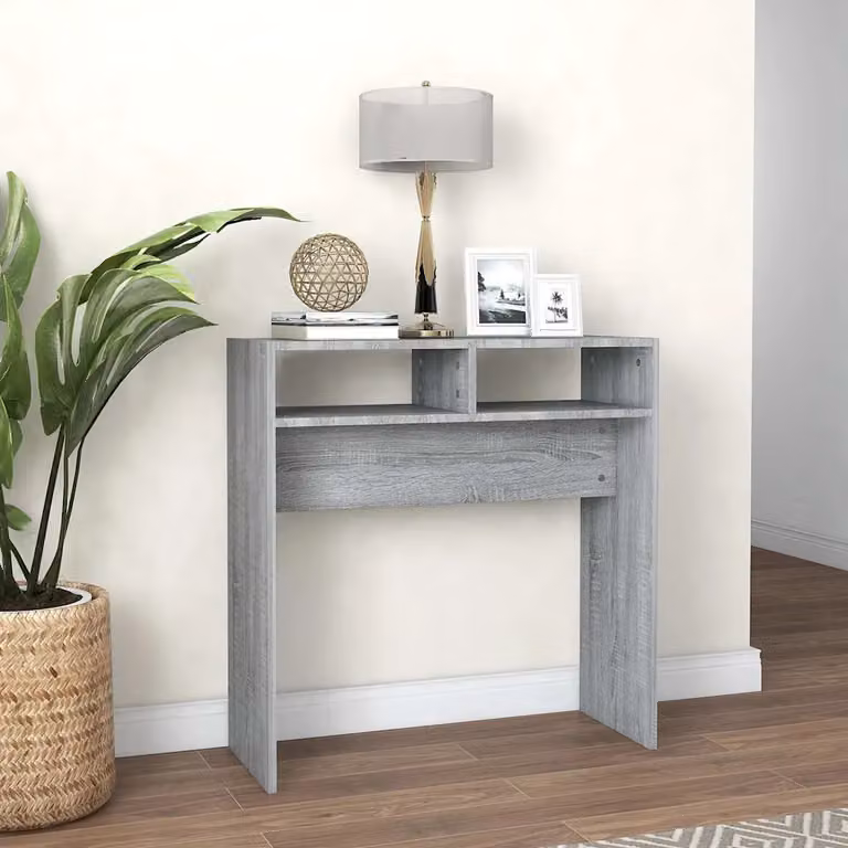 vidaXL Tavolino Consolle Minimalista in Legno Multistrato Grigio, L 78 cm x P 30 cm x H 80 cm