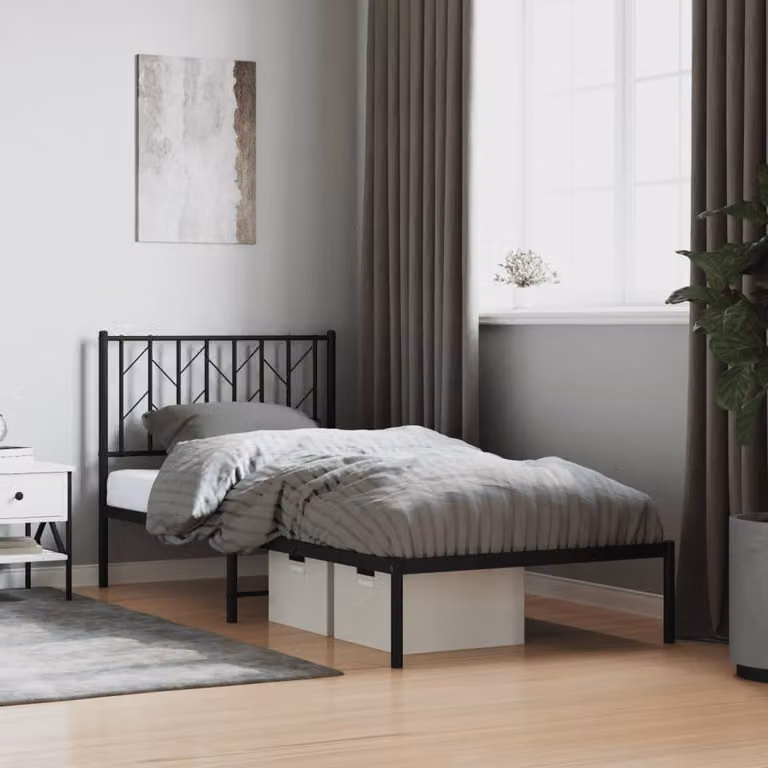 vidaXL Giroletto con Testiera in Metallo Nero L/P/H: 200 x 90 cm