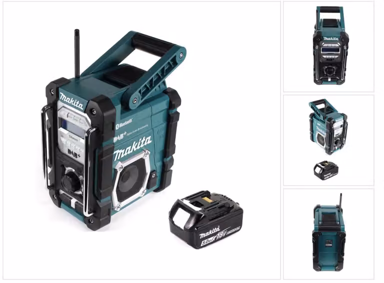 Radio da cantiere Makita DMR 112 T1 a batteria 7,2 - 18 V Bluetooth DAB+ + 1 batteria da 5,0 Ah - senza caricabatterie