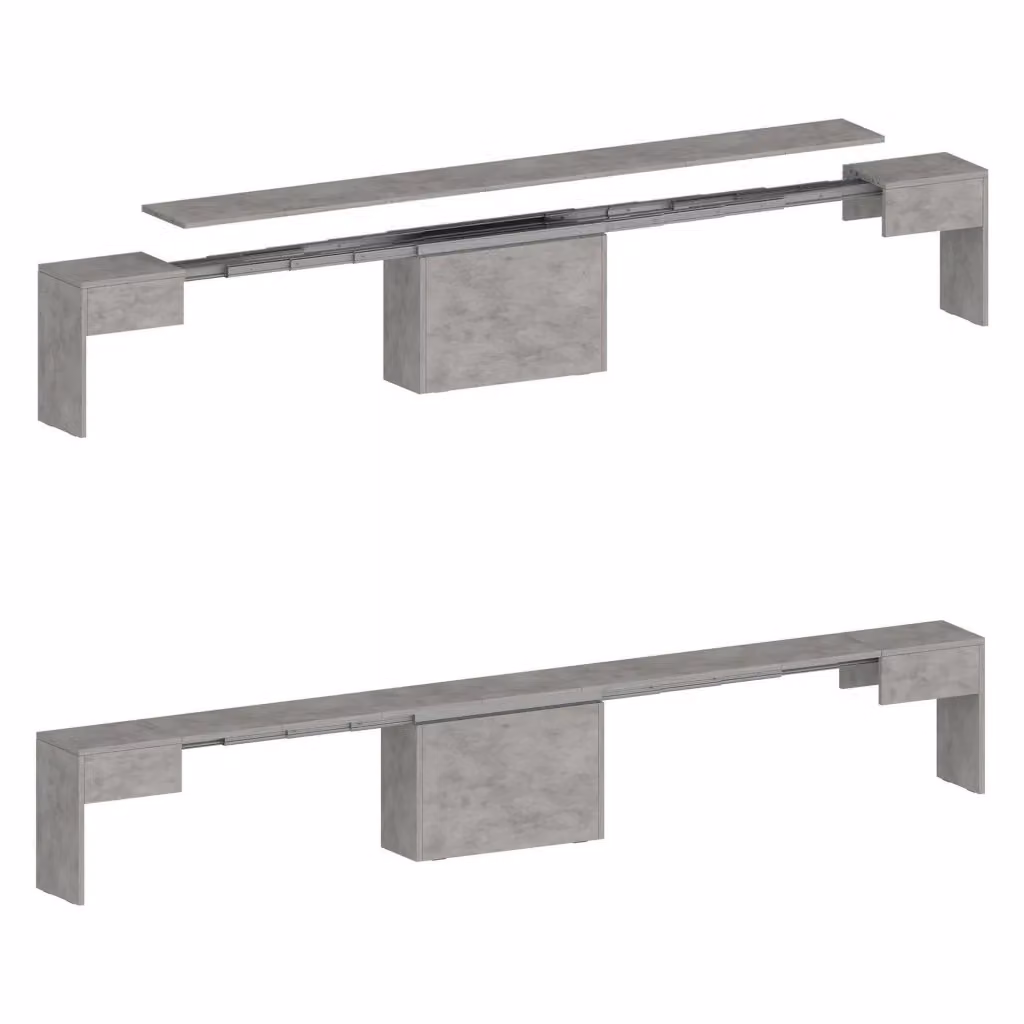 Panca Yutu DMORA Grigio, Seduta singola allungabile per tavolo da pranzo, L: 290 cm, H: 45 cm, P: 25 cm – 2