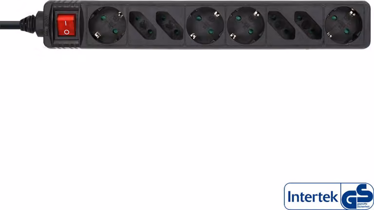 Striscia di prese InLine®, 8 vie, 4x contatti di terra + 4x Euro, nero, 1,5 m