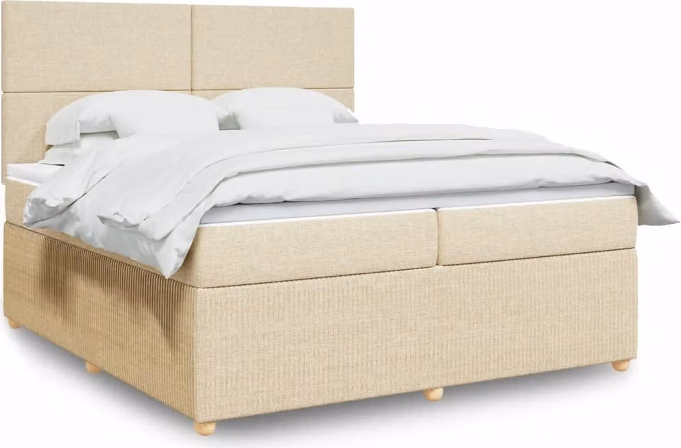 Maison Exclusive - Giroletto a Molle con Materasso Crema 200x200 cm in Tessuto