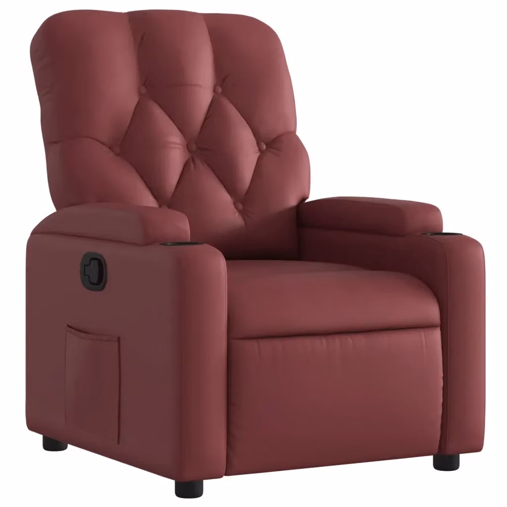 Poltrona Reclinabile Relax vidaXL in Similpelle Rossa con Braccioli e Regolazione Manuale – 2
