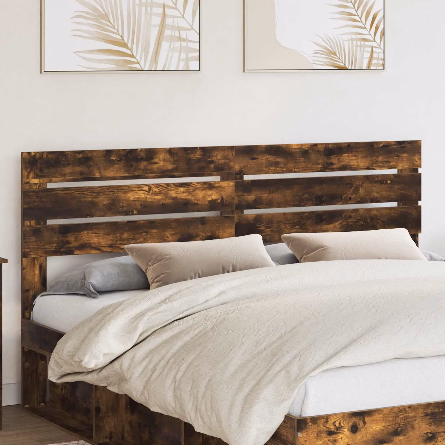 Testiera per letto moderna vidaXL in legno ingegnerizzato rovere fumé marrone
