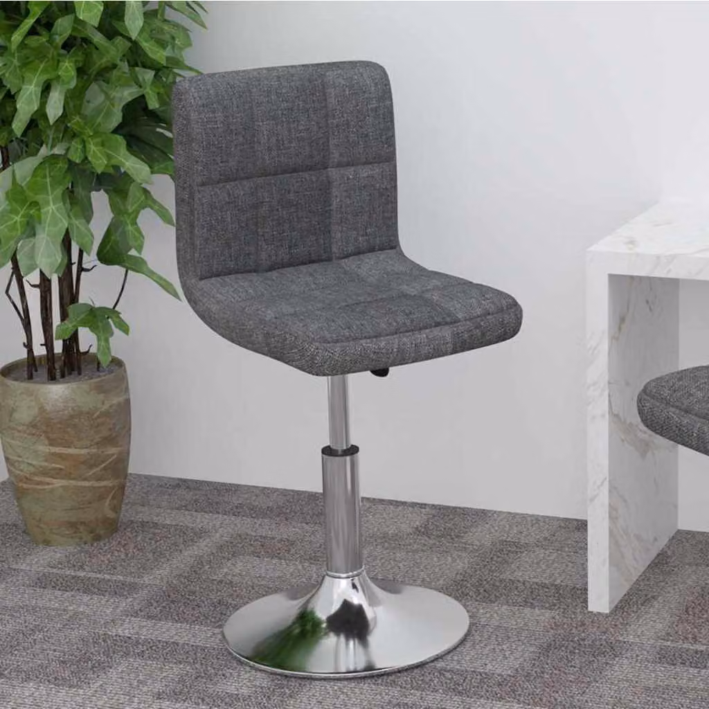 Sgabello da Bar Girevole vidaXL in Velluto Grigio con Base in Metallo e Plastica, Altezza: 85,5 cm, Larghezza: 43 cm, Profondità: 40 cm