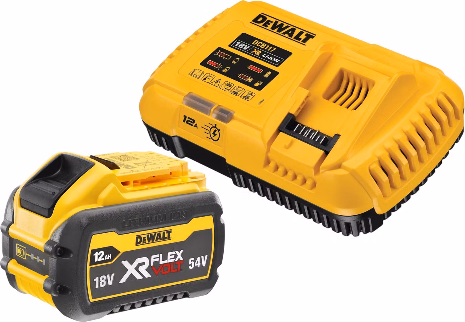 Set iniziale con batteria DeWalt DCB 117 Y1 18 V, caricabatterie 12 A + 1x batteria DCB 548 12,0 Ah