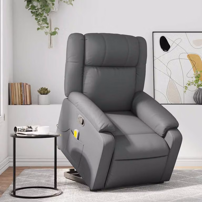 Poltrona Alzapersona Reclinabile con Assistenza Elettrica vidaXL in Similpelle Grigio