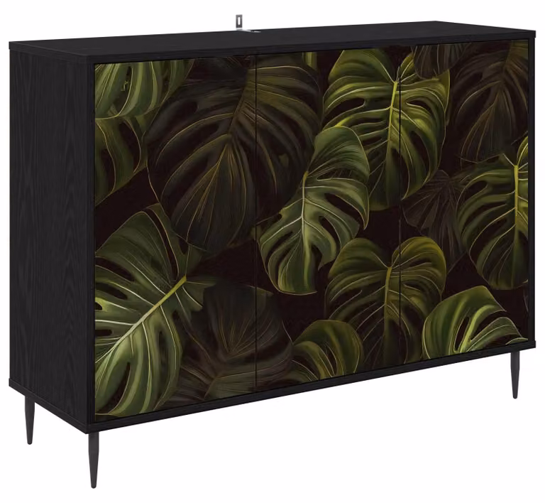 Mobile contenitore ELBURG, finitura effetto legno nero, dimensioni 102 x 33 x 76 cm