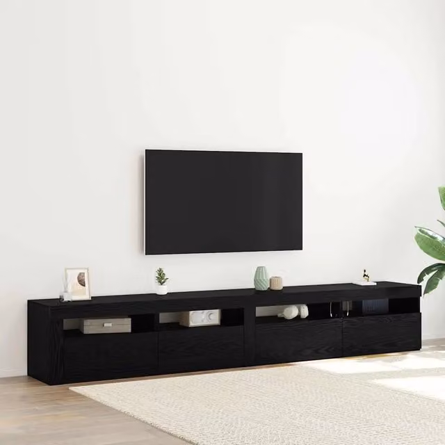 Set mobile TV 3 pz Rovere Nero Legno ingegnerizzato 3332522