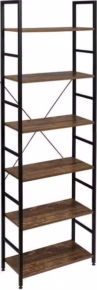 Cassettiere con 6 Ripiani - Compressore - Comparto per Parete - Ladder - in Noce / Nero 60x28x180 cm