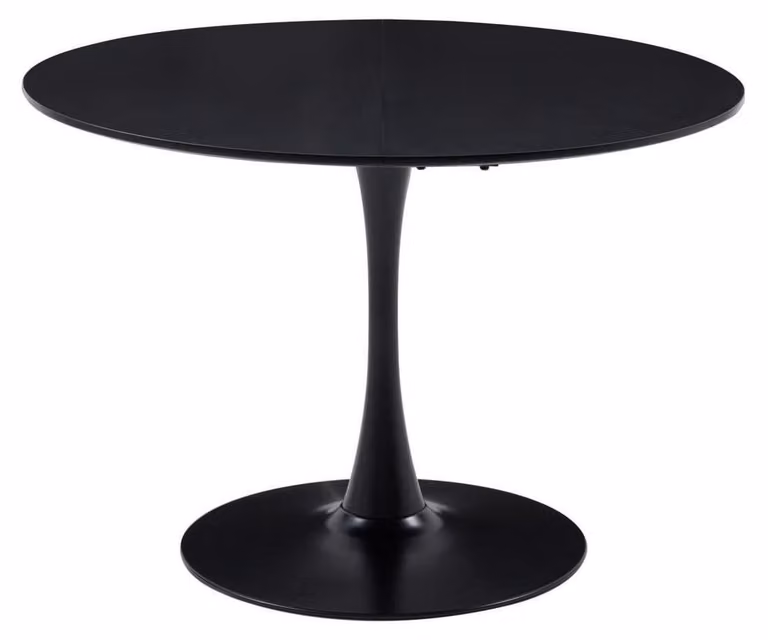 Tavolo rotondo da pranzo, diametro 110 cm, nero, in MDF, per 4-6 persone